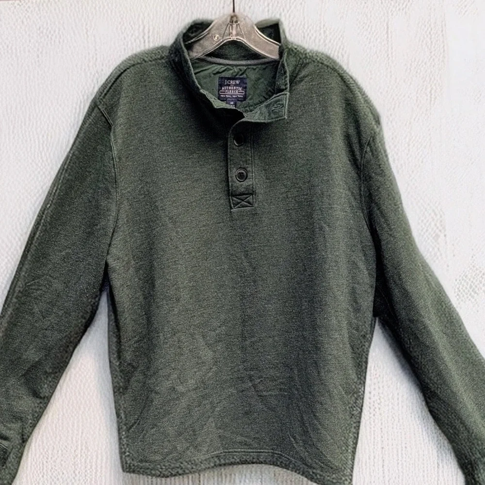 J.Crew Mens Mockneck Sweatshirt Medium Hunter Green